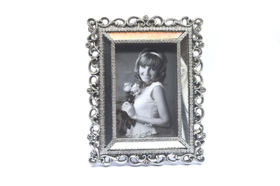 Mirror Reflection Glass Vintage Style Photo Frames With Leaves Wave Style Edge