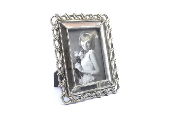 Mirror Reflection Glass Vintage Style Photo Frames With Leaves Wave Style Edge