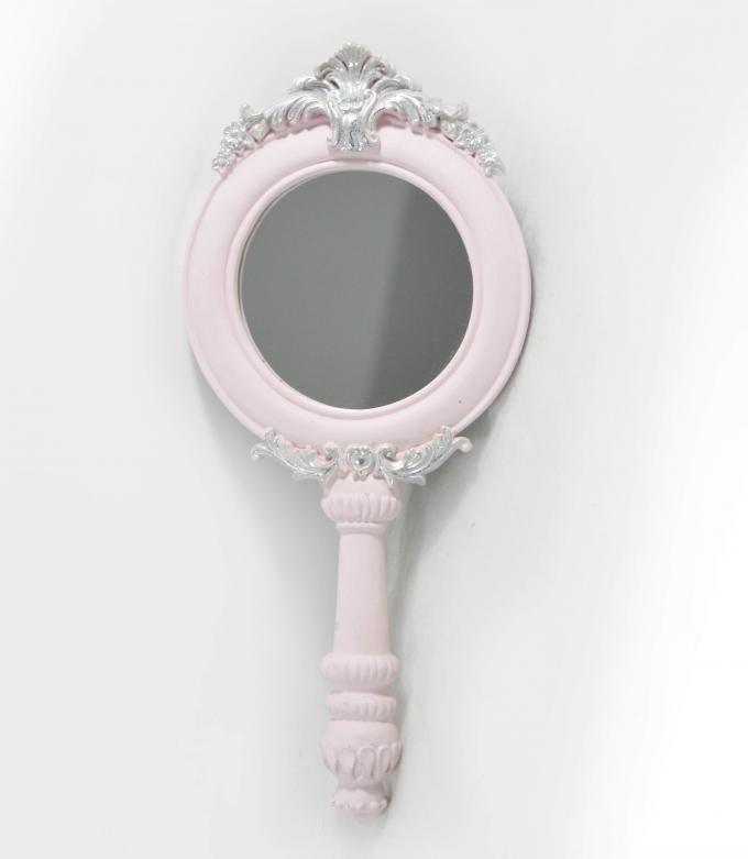 Baroque Gold Hand Held Mirror , Scalloped Leaf Knobs Pretty Hand Held