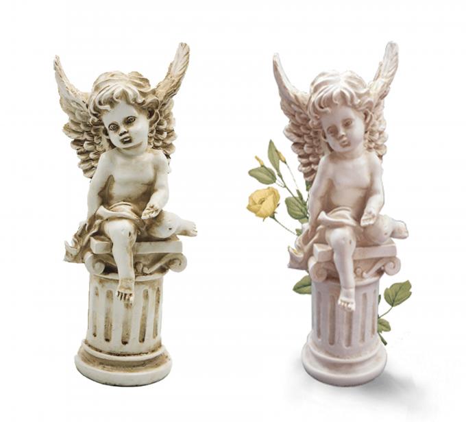 Beautiful Cream Resin Garden Figures , Elegantly Garden Cherubs Resin